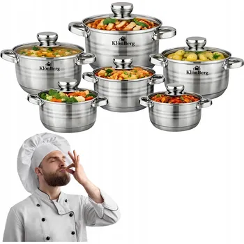 Hrnec SADA HRNCŮ NA INDUKCI PLYN HRNCE Z NEREZOVÉ OCELI SADA 12 ks.