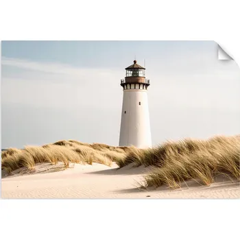 Obraz Samolepka na stěnu, Maják moře rostliny duny 30x20