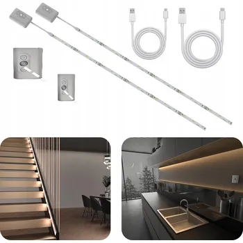 LED páska LED pásek s pohybovým senzorem 2x2m Teplá bílá Dobíjecí USB nabíjení