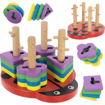 Dřevěná hračka DŘEVĚNÁ BERUŠKA MONTESSORI SKLÁDAČKA TŘÍDIČ