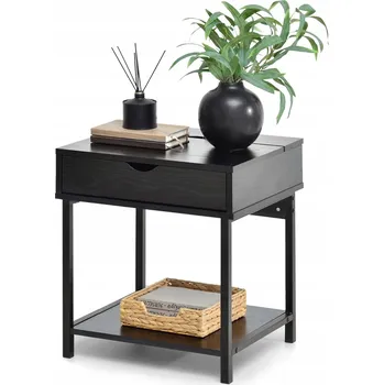 Noční stolek ČERNÝ NOČNÍ STOLEK S ELEKTRICKOU ZÁSUVKOU EMMA