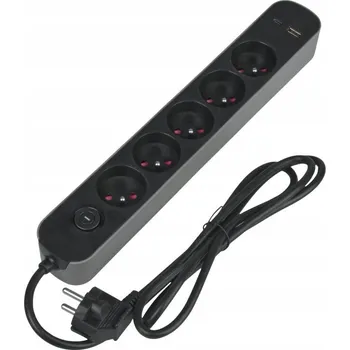 Napájecí kabel Prodlužovací Kabel přívodní kabel s vypínačem DPM 1,5 m 5 ks černý