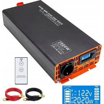 Měnič napětí Měnič Měnič Napětí 12V 230V 2000W Čistý Sinus LCD USB EU