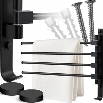 Držák na ručník DRŽÁK NA RUČNÍKY OTOČNÝ ČTYŘRAMENNÝ ZÁVĚSNÝ DO KOUPELNY