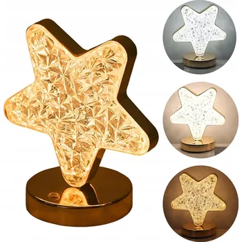 Lampička NOČNÍ LAMPA KŘIŠŤÁLOVÁ LED HVĚZDA STOLNÍ LAMPA