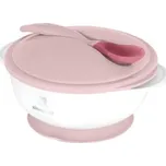 Miska s přísavkou, víčkem a lžičkou s tepelným senzorem Pink
