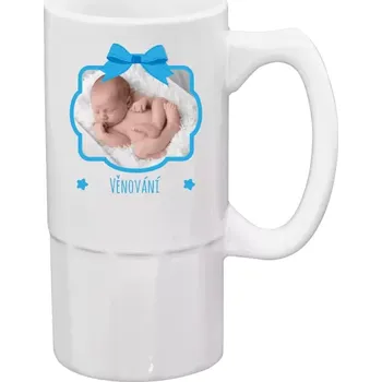 Sklenice Půllitr Modrá mašle s fotografií