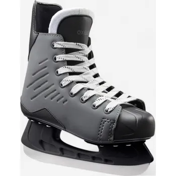 OXELO Dětské lední brusle v hokejovém designu H100 32 ČERNÁ|ŠEDÁ