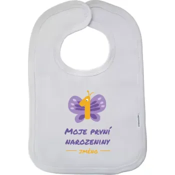 Bryndák Dětský bryndák Moje první narozeniny s motýlkem