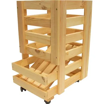 Přepravka na jídlo Dřevěná bedna na brambory 30x37x51 cm na kolečkách