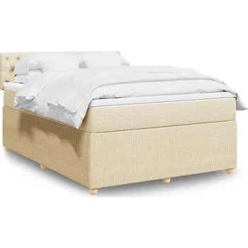 Postel vidaXL Box spring postel s matrací 140x200 cm textil [3289787] Barva: krémová