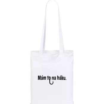 Rybářská látková taška - Mám to na háku - bílá