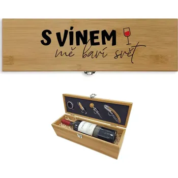 Dárková krabička Dárková sada na víno S vínem mě baví svět