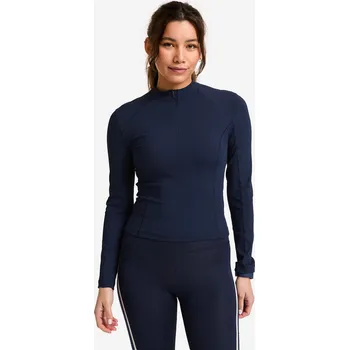 Dámské tričko DOMYOS Dámské tričko se zipem u krku s dlouhým rukávem M MODRÁ
