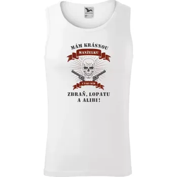 Pánské tílko Pánské tílko Mám krásnou manželku, a taky zbraň, lopatu a alibi