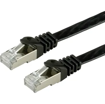 Datový kabel Value 21.99.0975 RJ45 síťové kabely, propojovací kabely CAT 6 F/UTP 5 m černá stíněný, plochý, pozlacené kontakty 1 ks