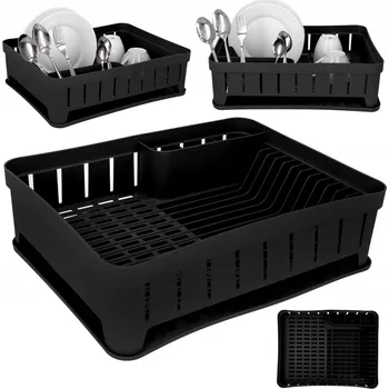 Organizace kuchyně Odkapávač na nádobí černý stojací loft odkapávač