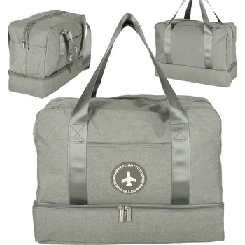 KIK Cestovní taška příruční zavazadlo pro cestování letadlem prostorná rukojeť kapsy 39x18x30 šedá