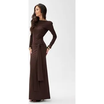 Dámské šaty Roco Fashion Večerní šaty Serenya Hnědá Slim Fit 38