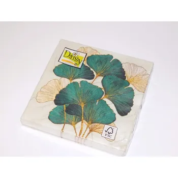 Papírový kapesník Ubrousky DAISY L (20ks) Zlatý a emeraldový Jinan /SD_OG_039601/ 576476