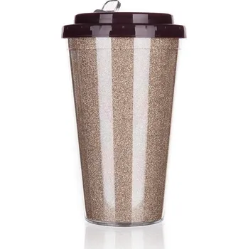 Hrnek cestovní Glitters 500 ml sv. Hnědá 48788645