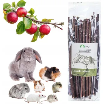 Krmivo pro hlodavce Tivo přírodní kousátko pro hlodavce a králíky - větvičky jabloně 100g