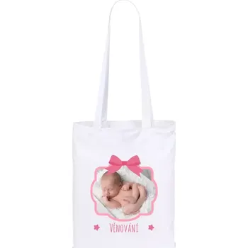 Látková taška Růžová mašle s fotografií