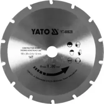 Pilový kotouč Yato - Vidiový pilový kotouč na dřevo 185x20mm 14 zubů