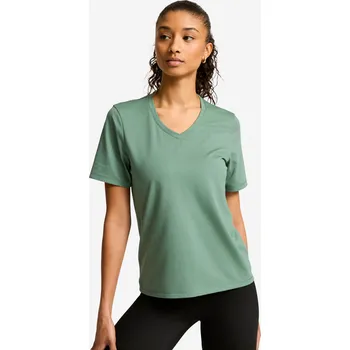DECATHLON Dámské tričko Coolmax s výstřihem do V S ZELENÁ