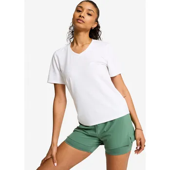 DECATHLON Dámské tričko Coolmax s výstřihem do V XL BÍLÁ