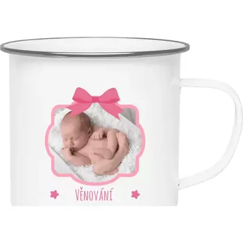 Vánoční plecháček Růžová mašle s fotografií