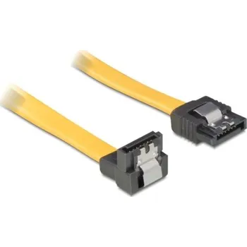 Kabel do PC Delock kabel HDD SATA 50cm přímý/dolů, žlutý, kovová západka (82811)