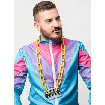 Náhrdelník Zlatý řetízek Disco 80. léta Náhrdelník kazeta Doplněk ke kostýmu
