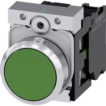 Siemens 3SU11500AB401BA0 3SU1150-0AB40-1BA0 tlačítko kovový přední prstenec, Vysoký lesk , plochý hmatník zelená 1 ks