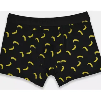 Boxerky Pánské boxerky PREMIUM BB006-04 Černá se žlutou - Noviti černá se žlutou L