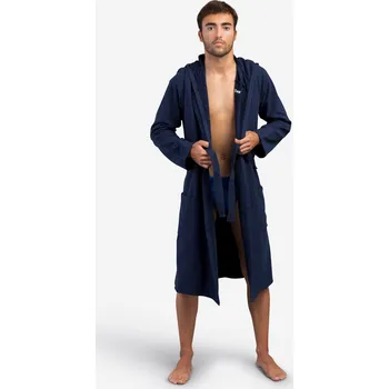 Pánský župan DECATHLON Pánský koupací župan s kapucí bavlněný S MODRÁ