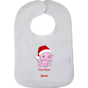 Bryndák Dětský bryndák Veselé Vánoce přeje - růžový sloník