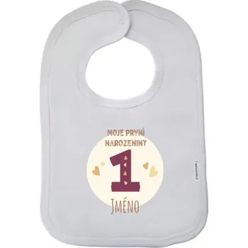 Bryndák Dětský bryndák Moj první narozeniny se jménem (vínová)