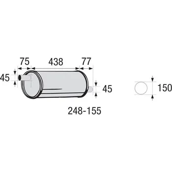 Tlumič výfuku Střední tlumič výfuku, univerzální BOSAL 248-155