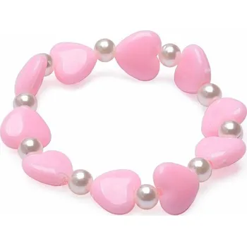 Náramek Dětský náramek ze světle růžových srdíček s perličkami obvod cca 15 až 18 cm