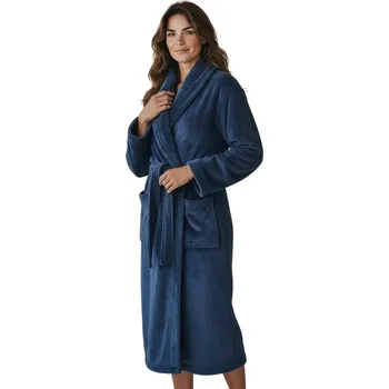 Dámský župan Dámský tmavě modrý mikroplyšový župan 01 Barva: Modrá, Velikost: 4XL