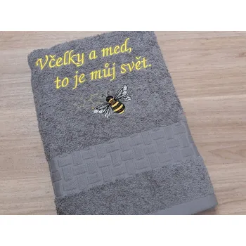 Ručník Ručník pro včelaře šedý 450g Včelky a med, to je můj svět