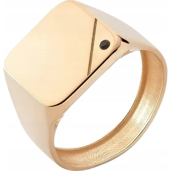 Prsten ZLATÝ ČTVERCOVÝ PÁNSKÝ PRSTEN S KŘIŠŤÁLEM, R25