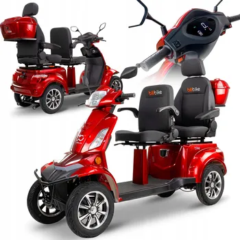 Elektrický invalidní skútr Invalidní skútr pro dvě osoby Bili Bike 4kolový červený