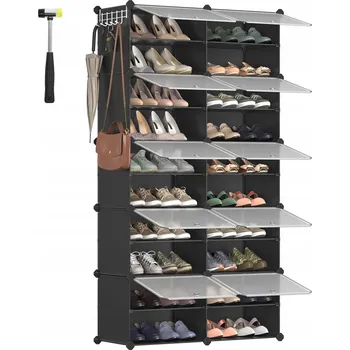 Botník Botník s výklopnými dveřmi Songmics 165 x 125 x 32 cm, černá