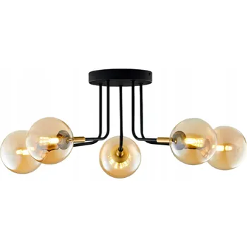 Stropní Svítidlo BURANO Černé Jantarové Skleněné Stínidla 5xG9 Závěsné svítidlo