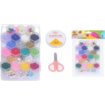 kreativní sada Dětský kreativní set: korálky, provázek, nůžky, zapínání