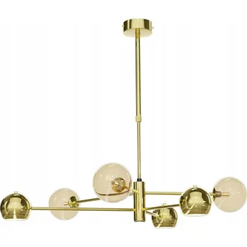 Lustr MOKA Zlatý Jantarový Skleněná Stínidla 3xG9 3xGU10 Závěsná Lampa