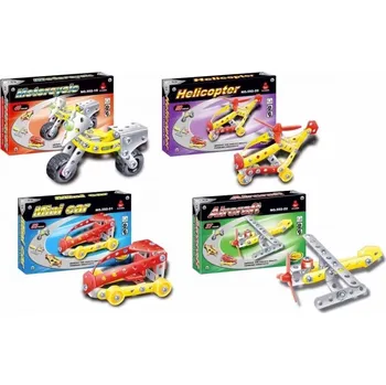autíčko Kovová mini skládačka – letadlo, vrtulník, auto nebo motorka