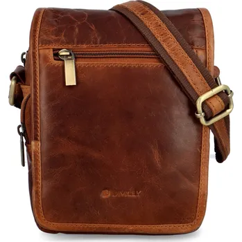 Pánská kožená crossbody/taška koňaková hladká - Diviley Ethan koňak